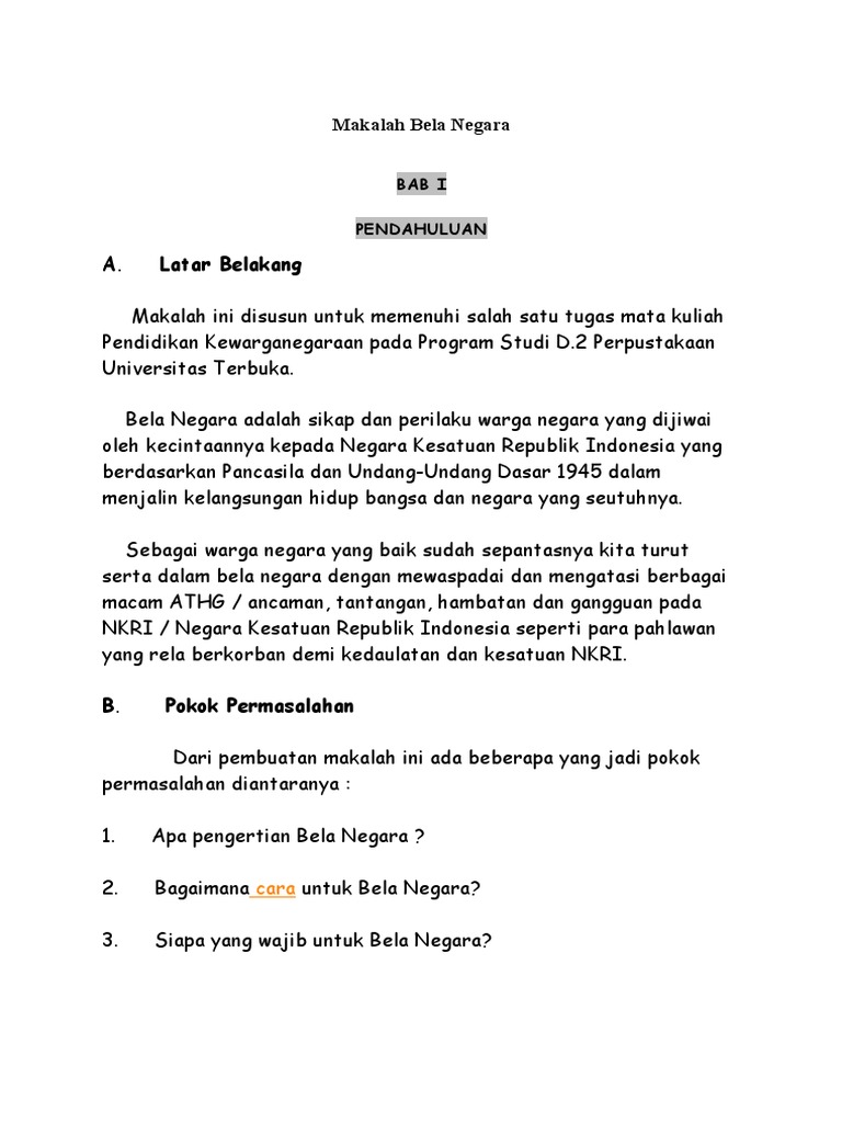 Makalah Bela Negara