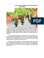 Manual Ensina a Fazer Hortas Verticais Com Sistema Próprio de Irrigação