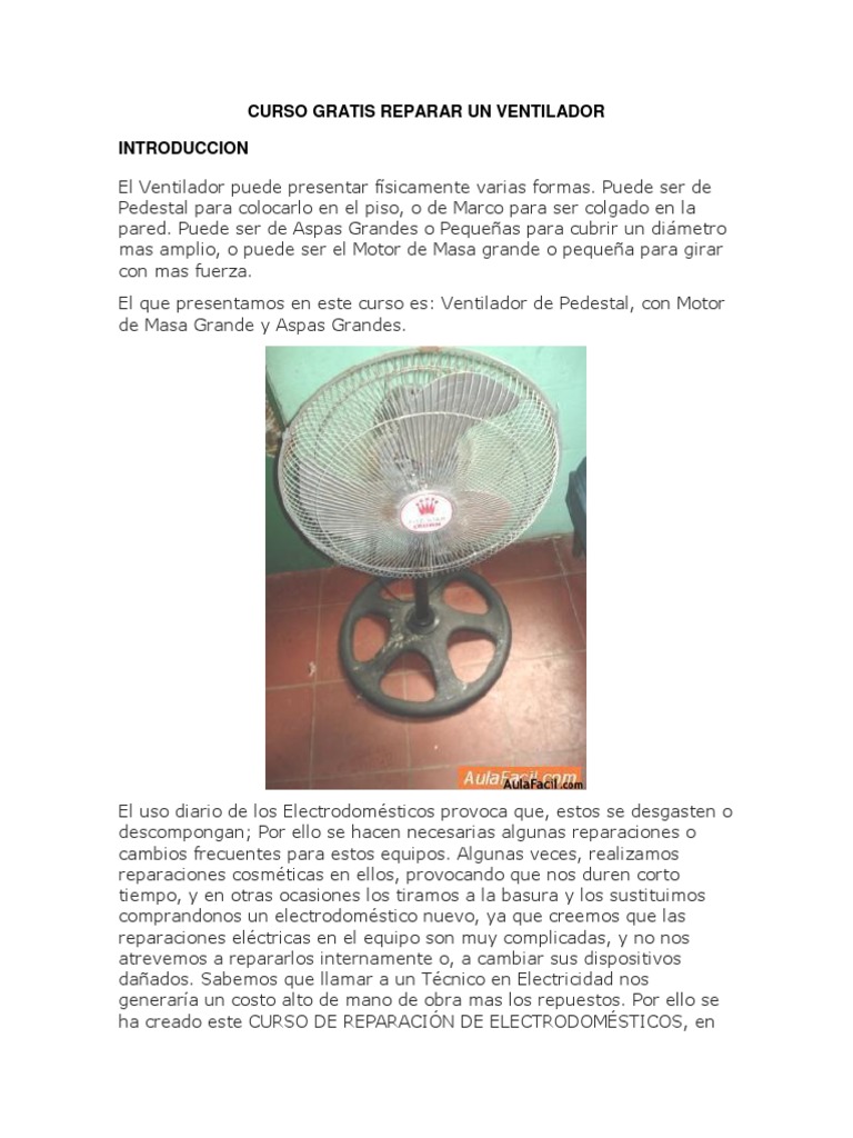 Curso Gratis Reparar Un Ventilador PDF | Tornillo | Herramientas