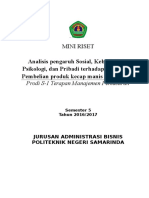 Analisis Pengaruh Sosial, Kebudayaan, Psikologis, Dan Pribadi Terhadap Keputusan Pembelian Kecap Manis Abc Di Samarinda