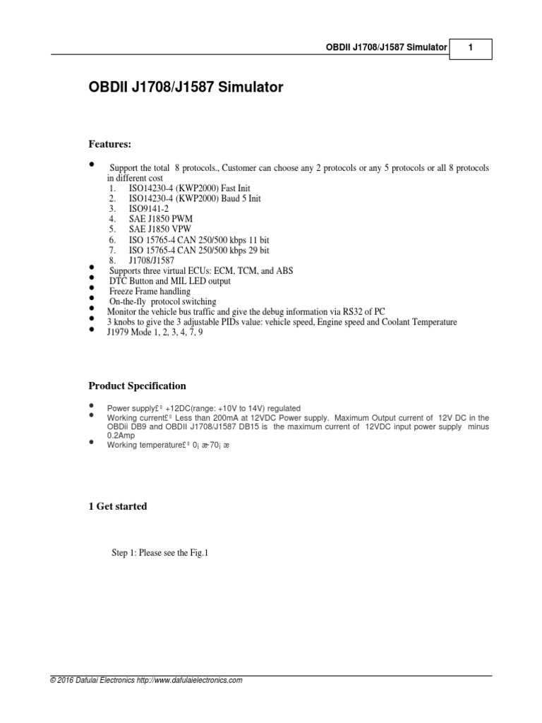 OBDII J1708/J1587 Simulator: Features | PDF | Electrical Connector ...