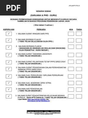 Senarai Semak Pjj Guru Pdf