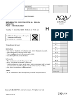 Mathematics (Specification A) 3301/1H Higher Tier Paper 1 Non-Calculator