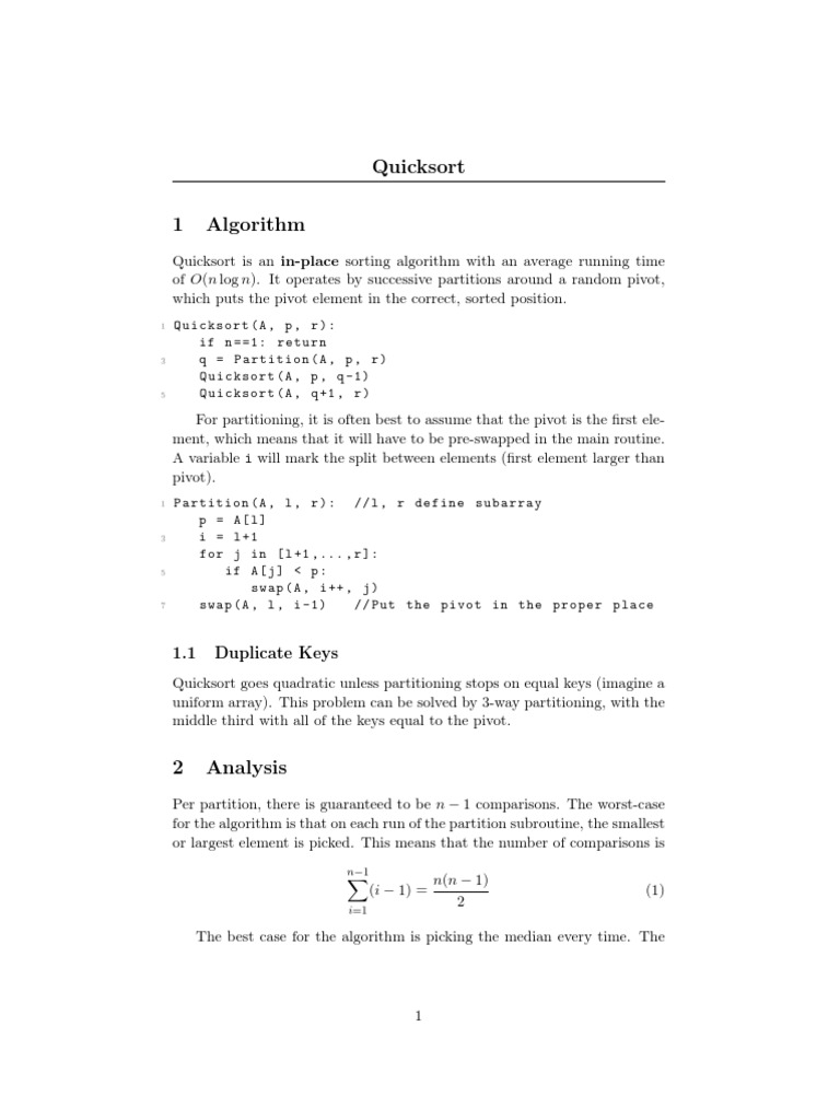 Quicksort PDF | PDF | Discrete Mathematics | Algorithms And Data Structures