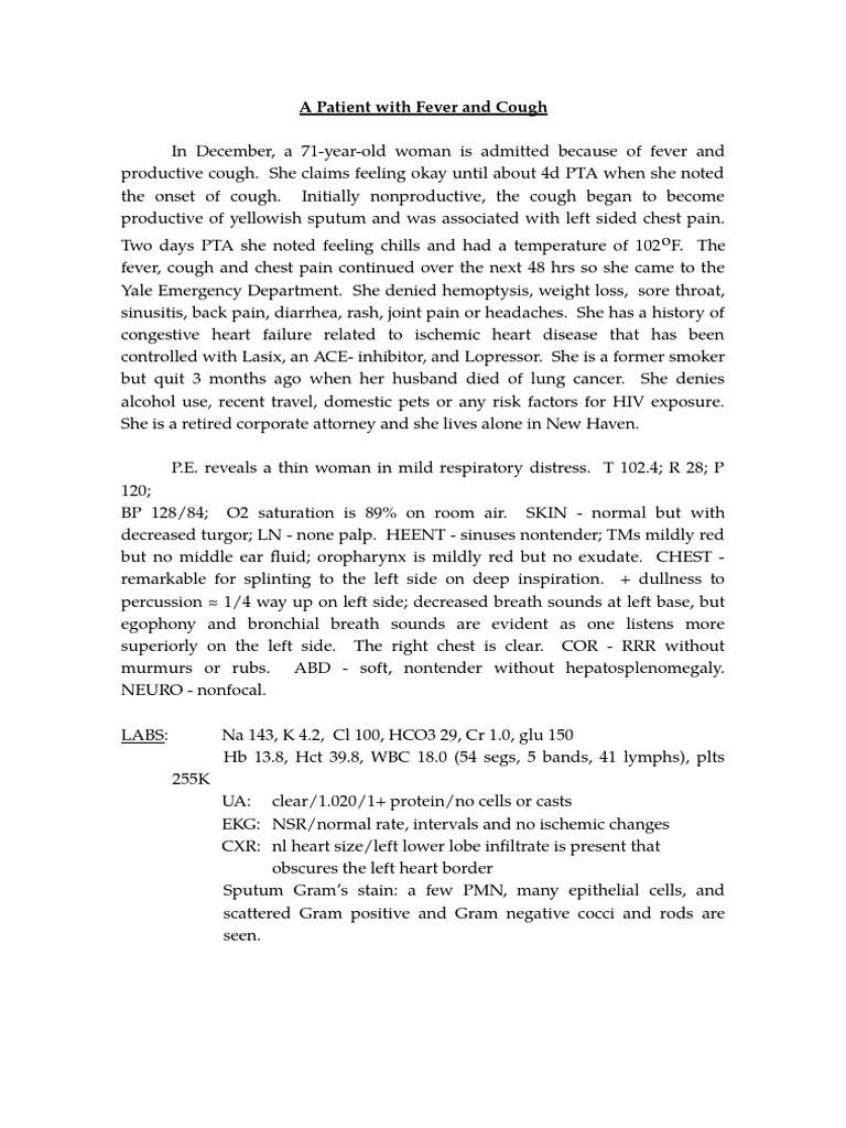 A Patient With Fever and Cough | PDF | Cough | Thorax