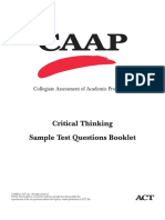 Critical Thinking Sample Test Questions Booklet: Collegiate Assessment of Academic Proficiency