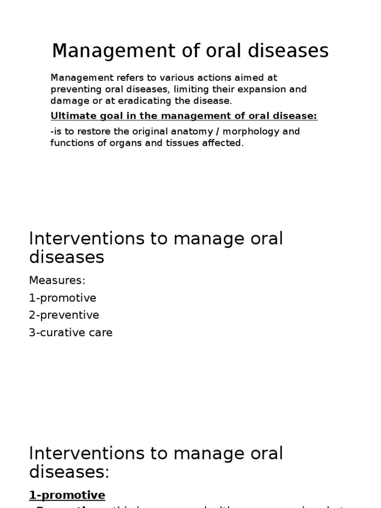 Oral Disease Management Guide | PDF | Oral Hygiene | Dentistry