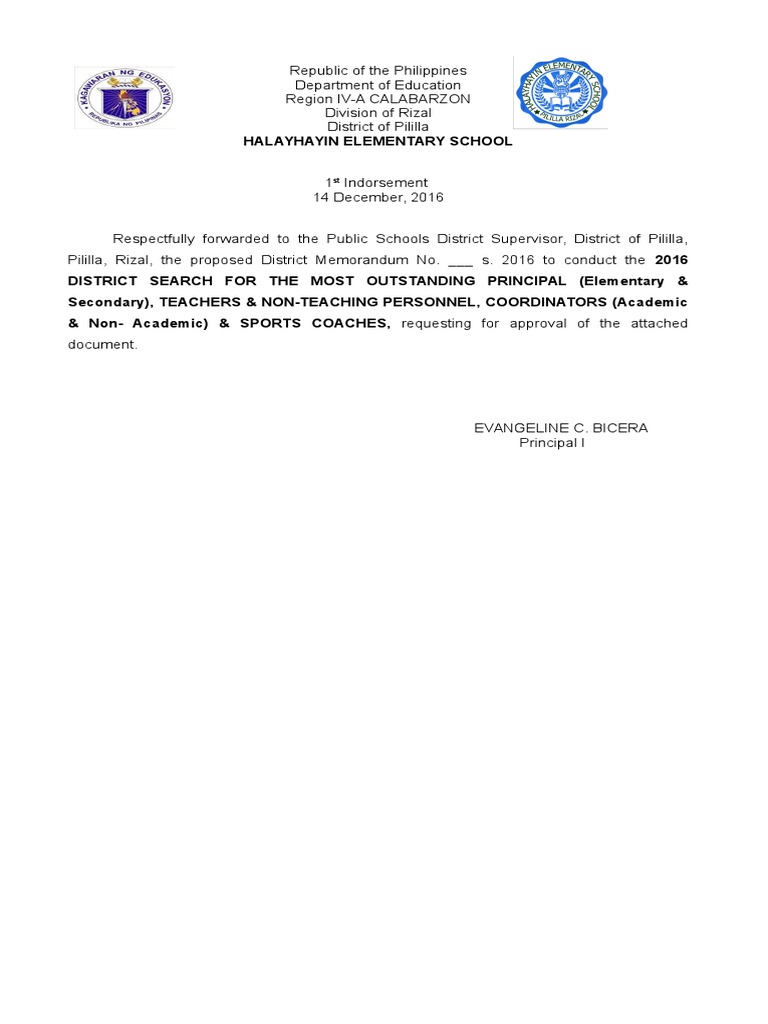 2016 District Memo Outstanding Teacher Competence (Human Resources) Teachers