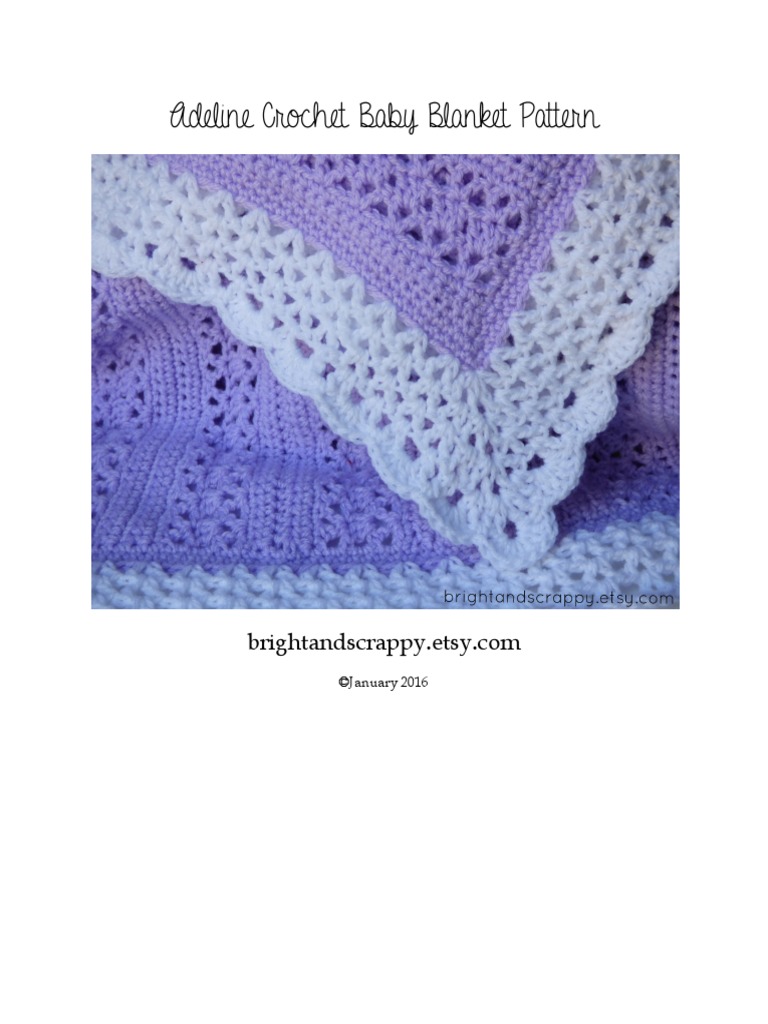 Adeline Baby Blanket Pattern Printer Friendly PDF Crochet Sewing