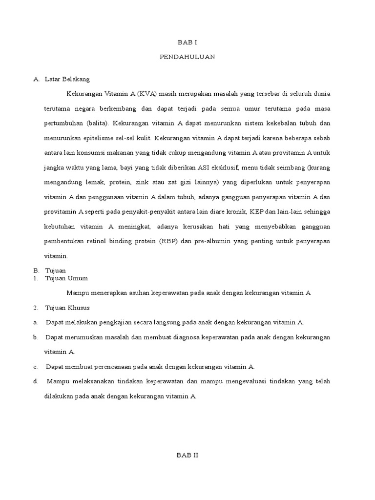 Makalah Askep Pada Anak Dengan Kekurangan Vitamin A