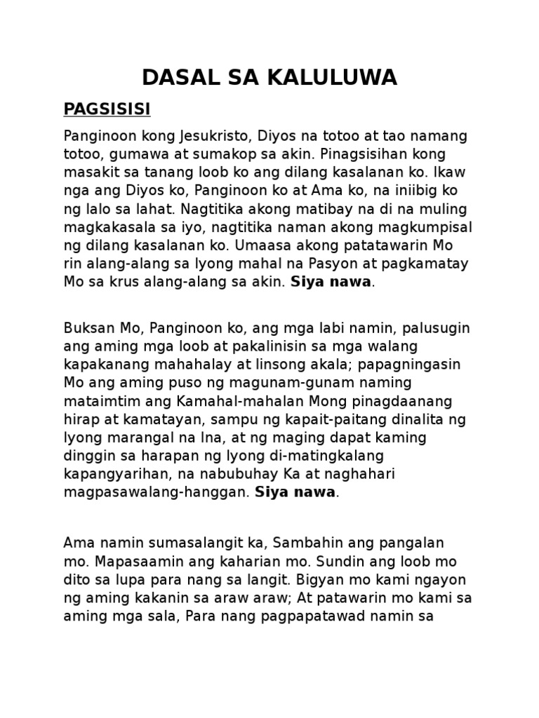 Dasal Para Sa Kaluluwa Ng Patay - sinagot panalangin