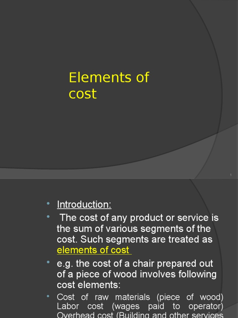 Elements of Cost PDF Cost Expense