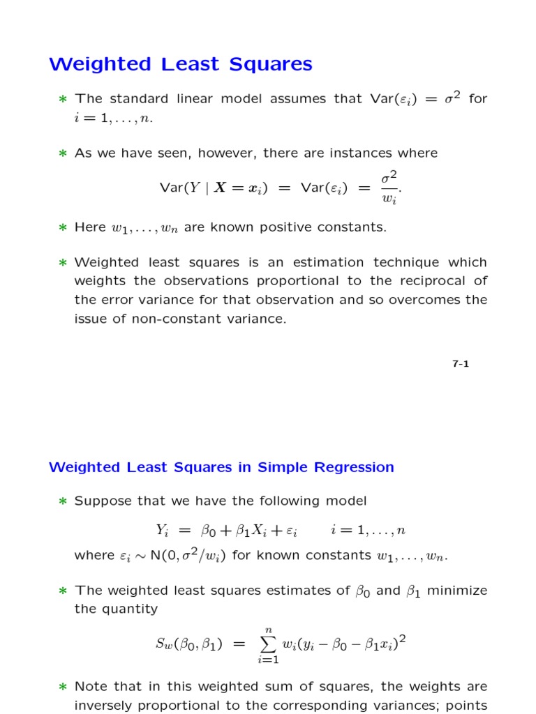 Understanding Weighted Least Squares | PDF | Ordinary Least Squares ...