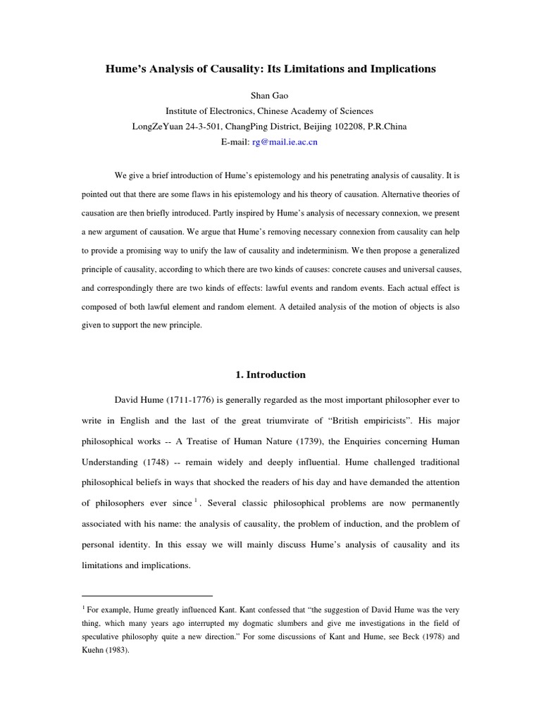 Hume's Causality: Limitations & Insights | PDF