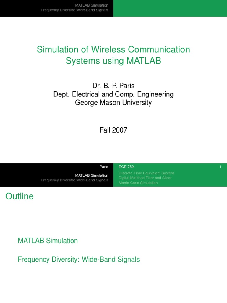 Simulation of Wireless Communication Systems Using MATLAB PDF
