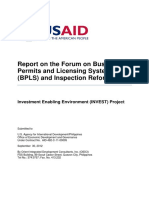 Report On The Forum On Business Permits and Licensing System (BPLS) and Inspection Reforms