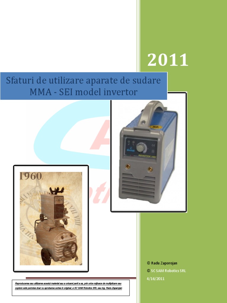 Sfaturi de Utilizare Aparate de Sudare MMA Model Invertor PDF | PDF