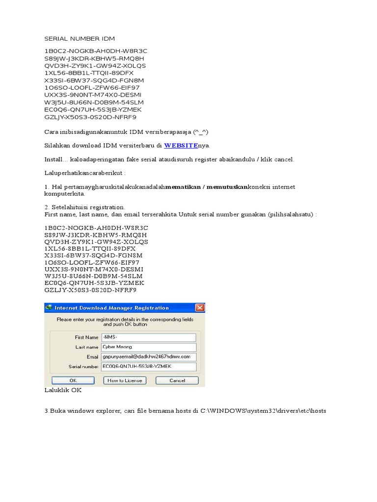 Serial Number Idm Doc