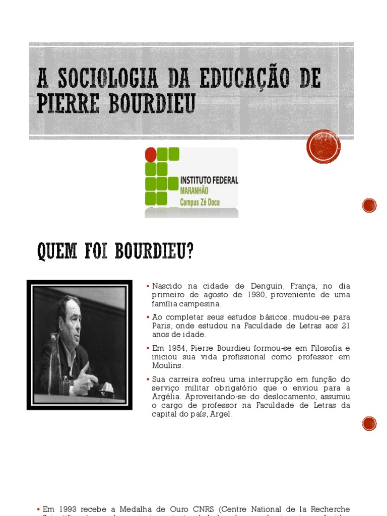A Sociologia Da Educação de Pierre Bourdieu PDF Sociologia Escolas