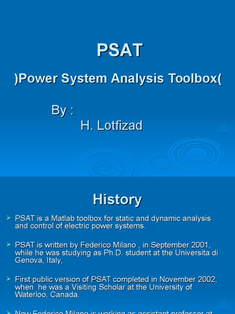 ) Power System Analysis Toolbox ( PDF Matlab File Format