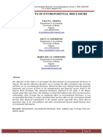 Determinants of Environmental Disclosure: Department of Accounting, University of Benin, Nigeria. +234-8065074504