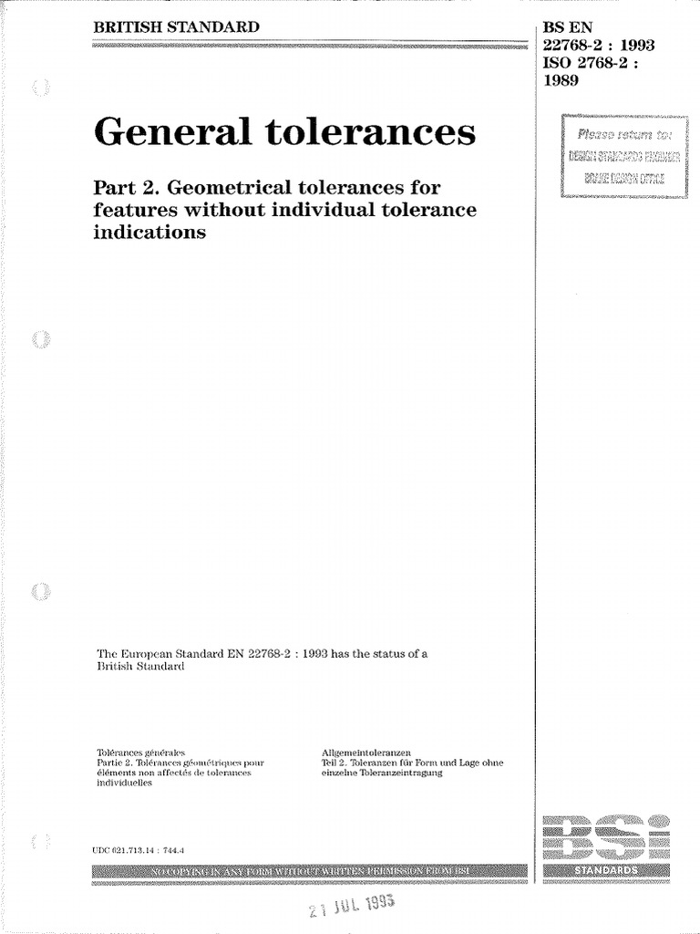 BS en 22768-2 (1993) | PDF