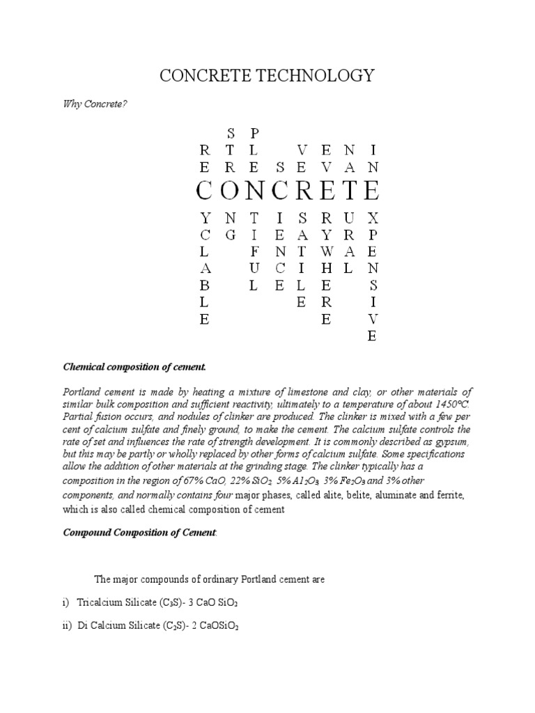 Concrete Notes PDF Concrete Chemical Substances