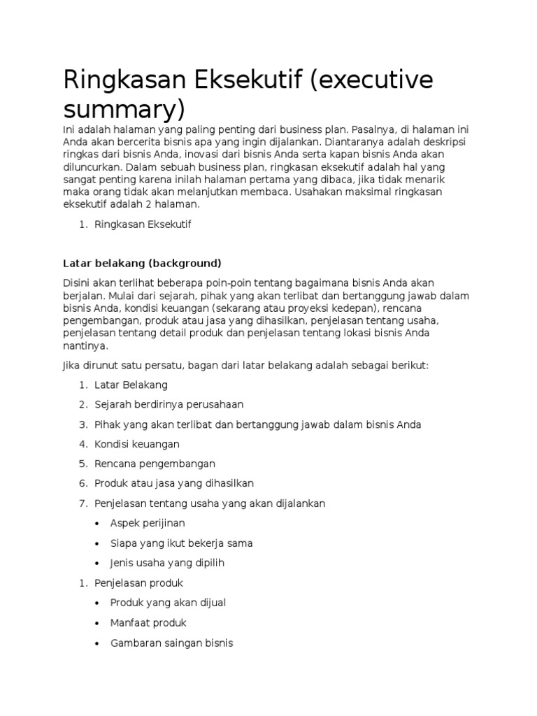 Ringkasan Eksekutif