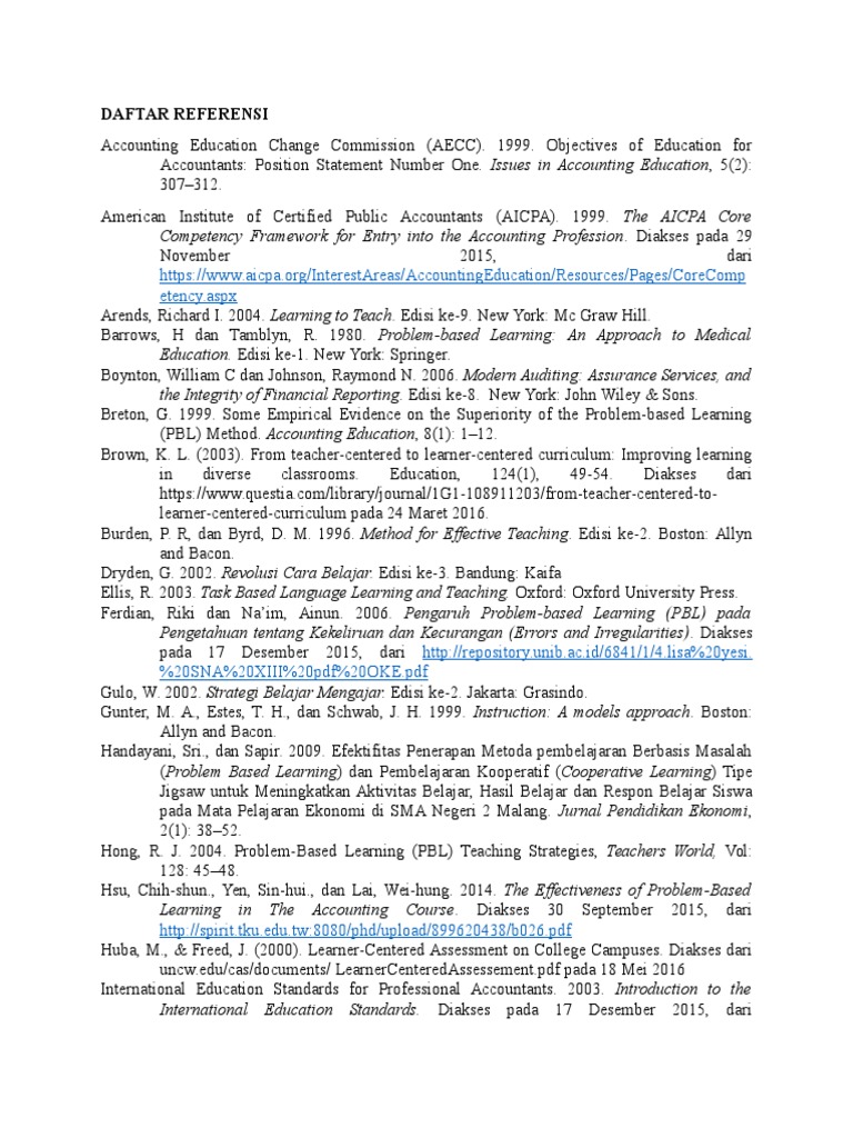 DAFTAR REFERENSI | Accounting | Education Theory