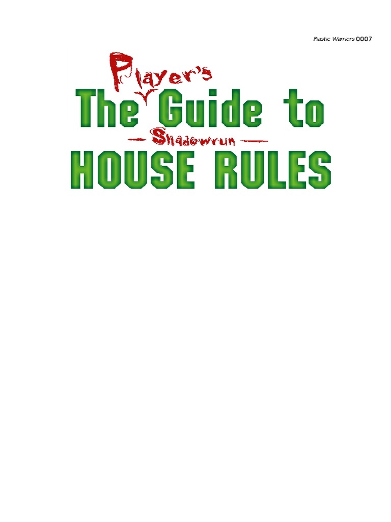 The Player's Guide To Shadowrun House Rules PDF, PDF, Armour