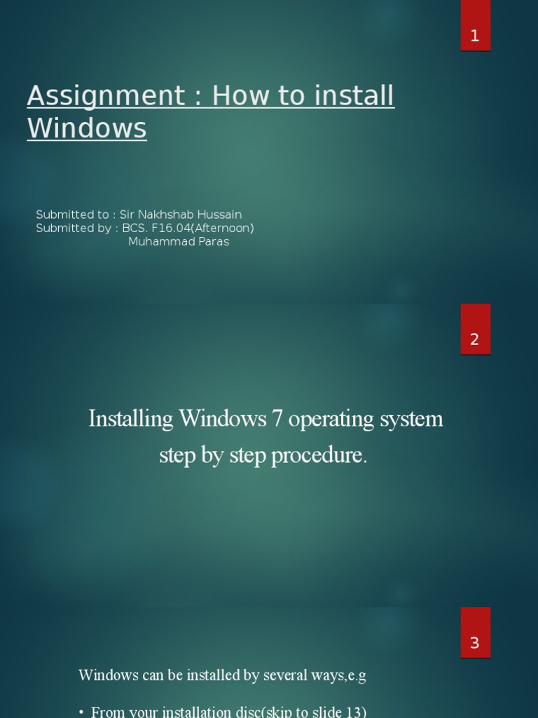Step-by-Step Windows 7 Installation Guide | PDF | Booting | Bios