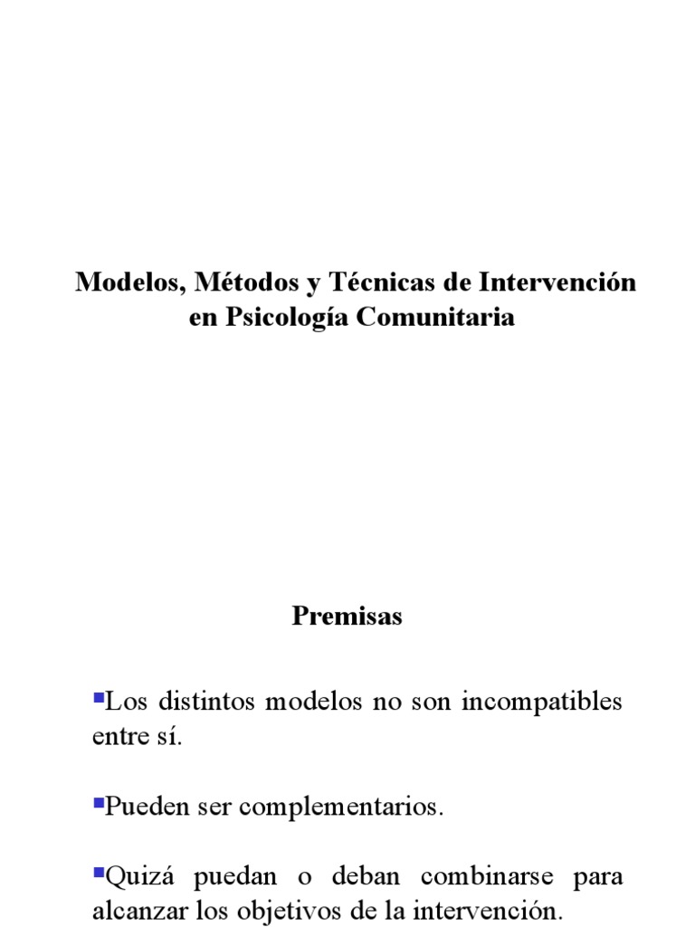 Técnicas de Intervención en Psicología Comunitaria | PDF | Comunidad ...