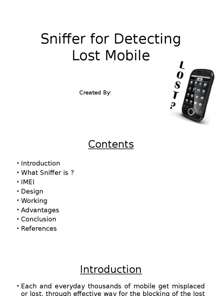 Mobile Sniffer for Lost Phone Detection | PDF | Mobile Phones | Base ...