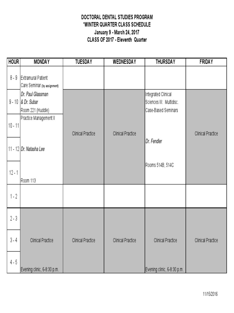 WINTER2017 - UOP Schedule | PDF