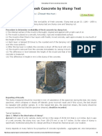 Workability of Fresh Concrete by Slump Test