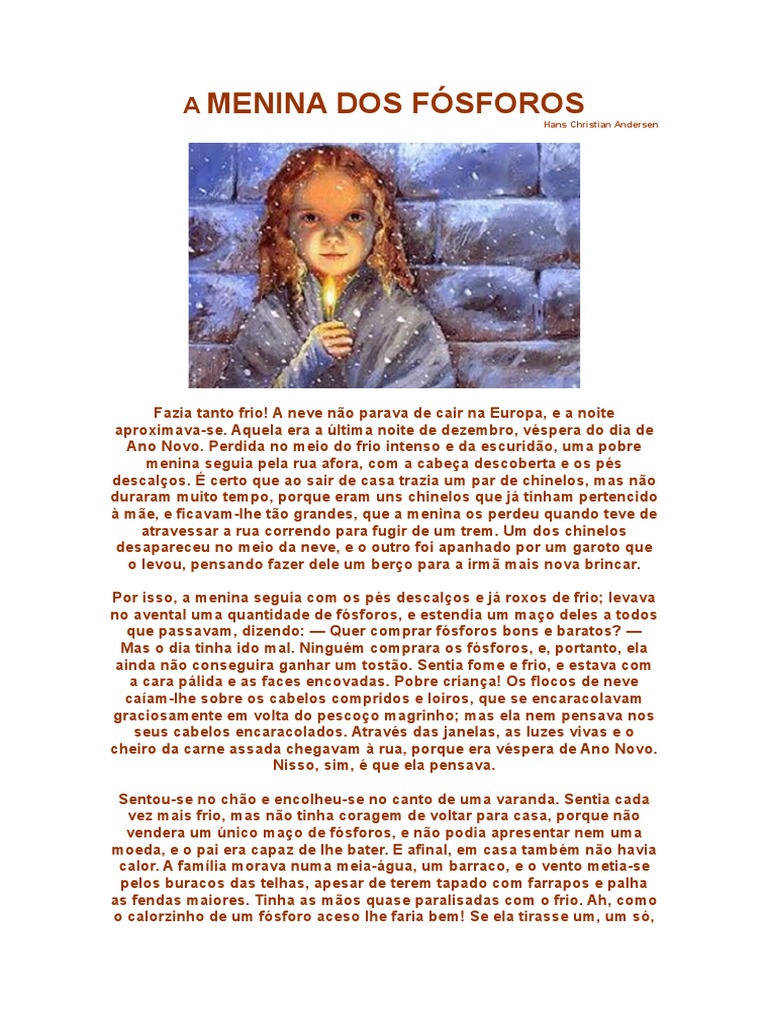 A menina dos f sforos hans christian andersen pdf f sforo natal