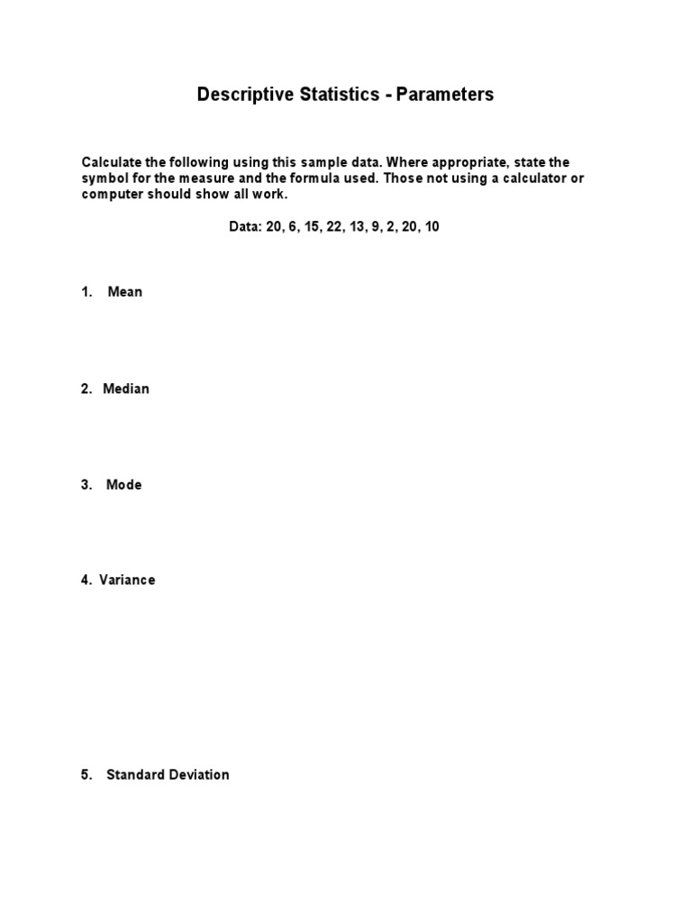 Descriptive Statistics Calculations Guide | PDF
