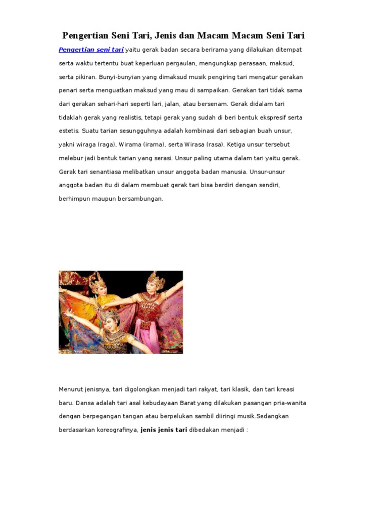 Pengertian Seni Tari Pdf