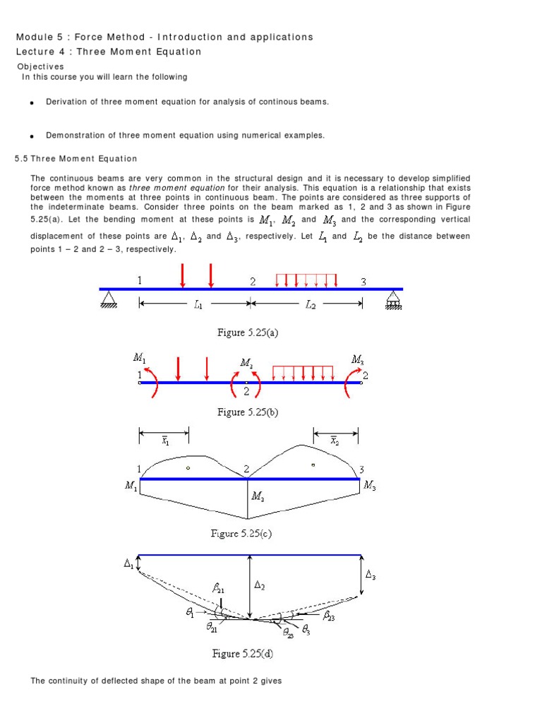Three Moment Equation | PDF | Bending | Beam (Structure)