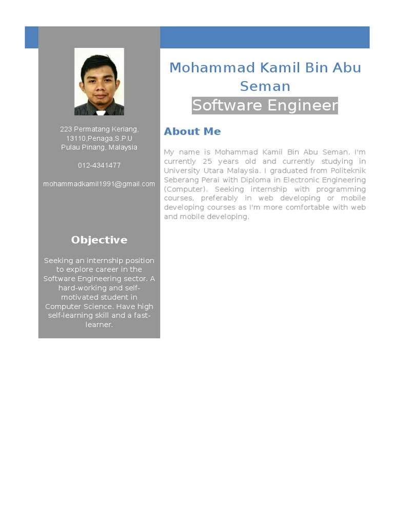 Internship-Seeking Software Engineer Profile | PDF | Career & Growth ...