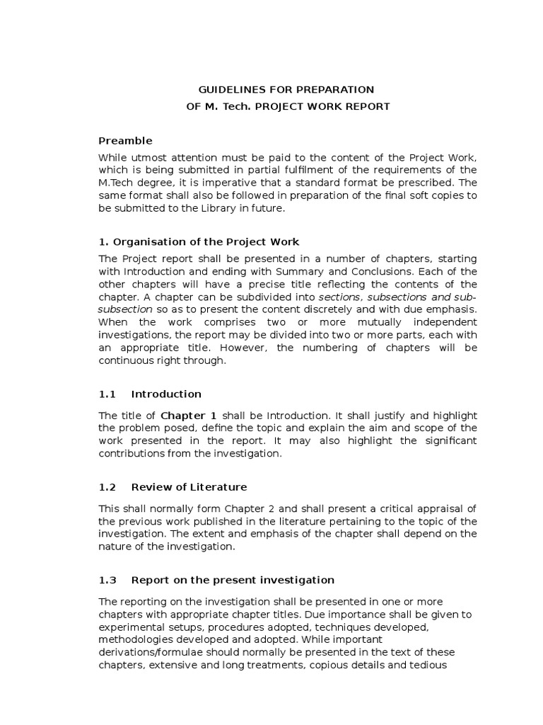 M.Tech Project Report Preparation Guide | PDF | Paragraph | Citation