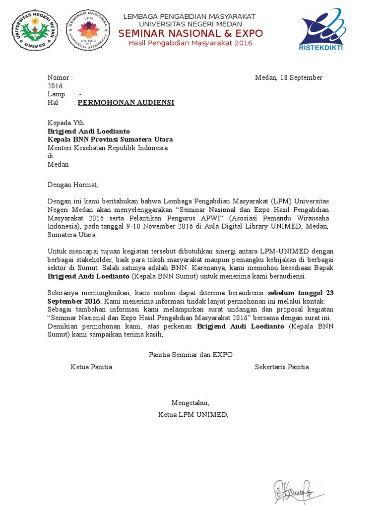Contoh Komponen Surat Formal