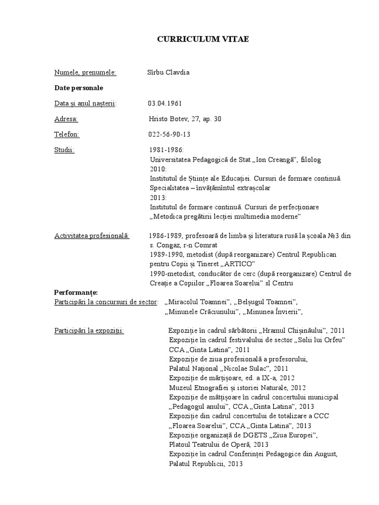 Curriculum vitae sections picture