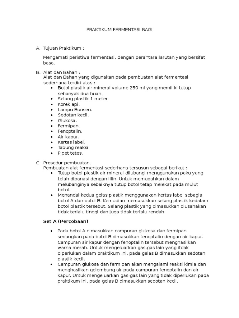 Praktikum Fermentasi Ragi | PDF | Sains & Matematika