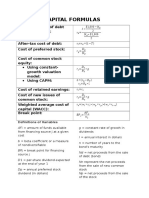 Cost of Capital Formulas