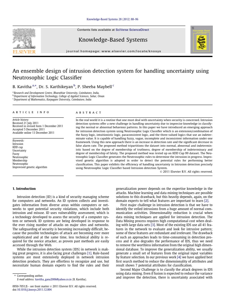 An ensemble design of intrusion detection system for handling