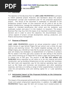 Business Plan - Llp Tilapia Cage Fish Farm