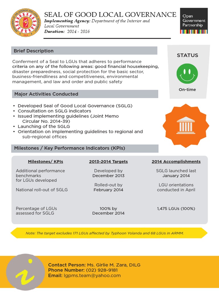 Seal of Good Local Governance Overview | PDF | Finance & Money ...