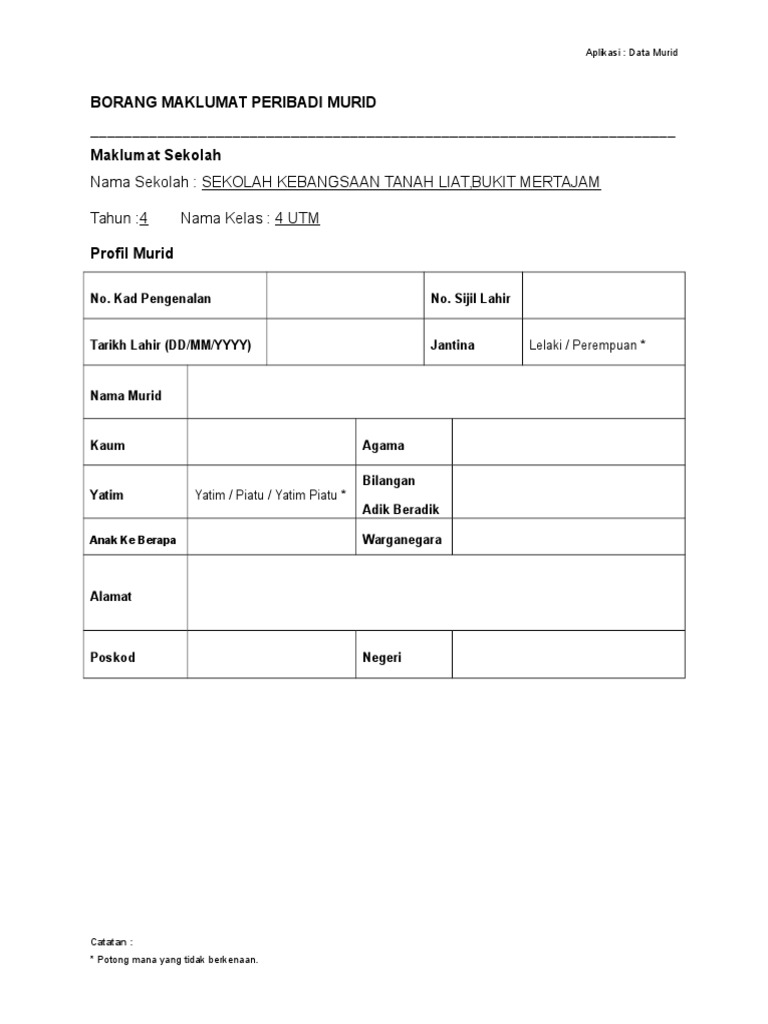 Maklumat Murid APDM | PDF