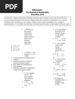 Mathematics First Periodical Examination December 2016